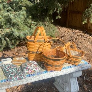 Longaberger Green Basket Lot - Christmas -  Collectors - Liners - Dividers Soap